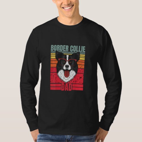 Border Collie Dad Father Retro Border Collie  Dog  T_Shirt