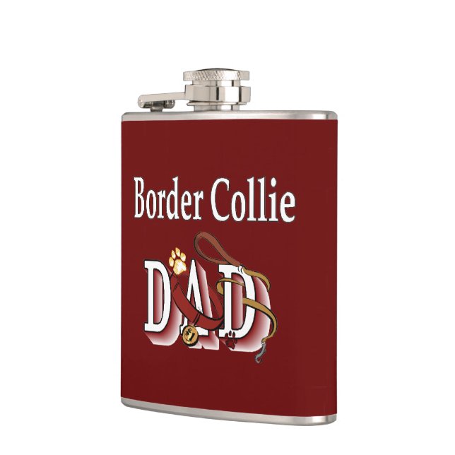 Border Collie Dad Hip Flask (Left)