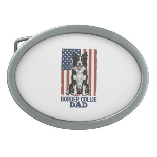 Border Collie Dad Patriotic Vintage Dog Shirt Desi Belt Buckle