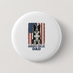 Border Collie Dad Patriotic Vintage Dog Shirt Desi Button