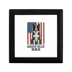 Border Collie Dad Patriotic Vintage Dog Shirt Desi Gift Box