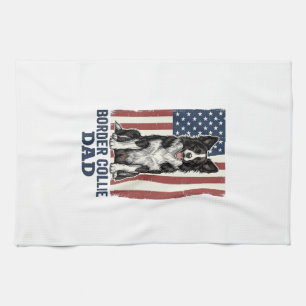 Border Collie Dad Patriotic Vintage Dog Shirt Desi Kitchen Towel