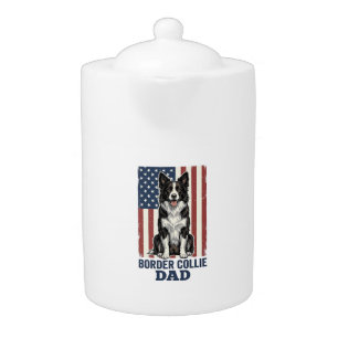 Border Collie Dad Patriotic Vintage Dog Shirt Desi Teapot