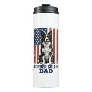 Border Collie Dad Patriotic Vintage Dog Shirt Desi Thermal Tumbler