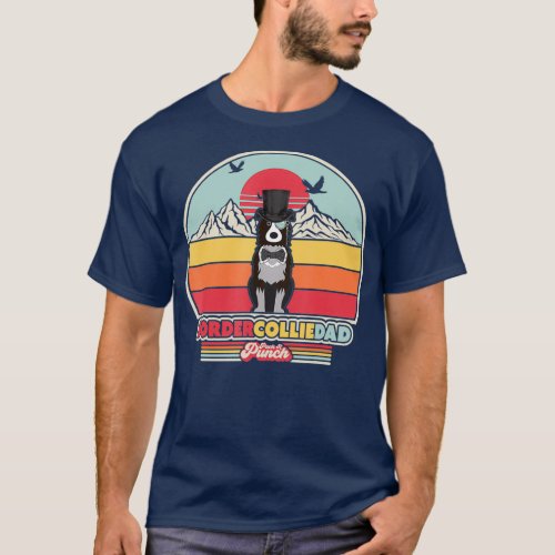 Border Collie Dad  Retro Style T_Shirt