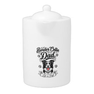 Border Collie Dad Vintage Engraving Dog Shirt Desi Teapot