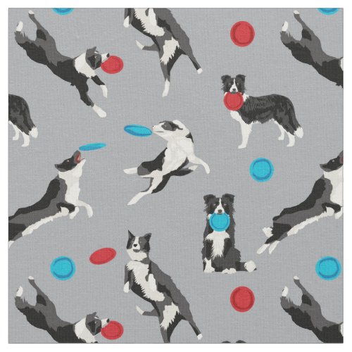 border collie disc golf grey fabric