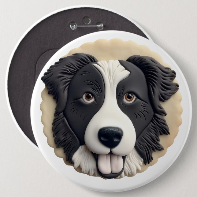 Border Collie Dog 3D Inspired  Button (Front & Back)