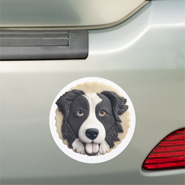 Border Collie Dog 3D Inspired  Car Magnet (In Situ)