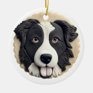 Border Collie Dog 3D Inspired Ceramic Ornament