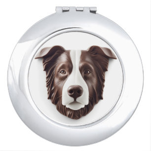 Border Collie Dog 3D Inspired Compact Mirror