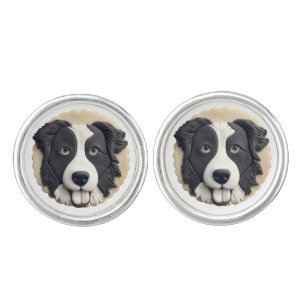 Border Collie Dog 3D Inspired  Cufflinks