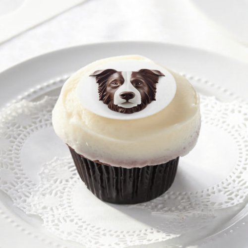 Border Collie Dog 3D Inspired Edible Frosting Rounds