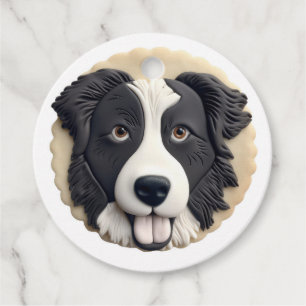 Border Collie Dog 3D Inspired Favor Tags