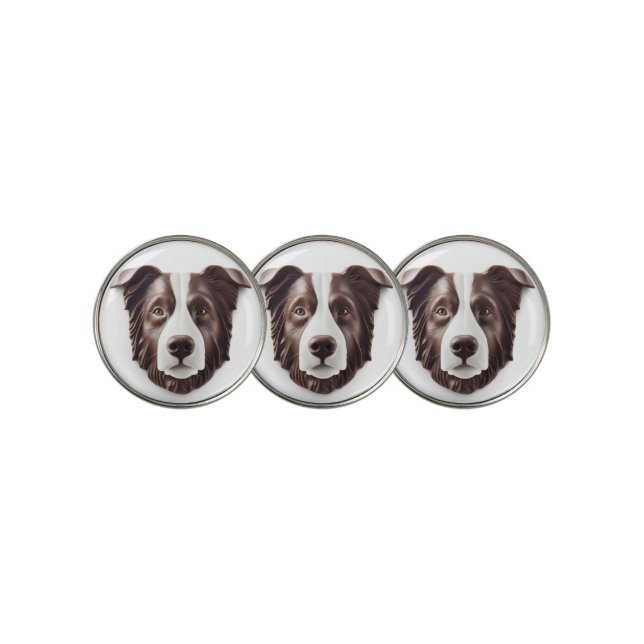 Border Collie Dog 3D Inspired Golf Ball Marker (3 Up)