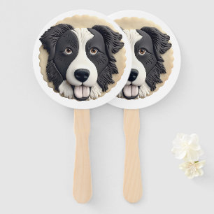 Border Collie Dog 3D Inspired Hand Fan
