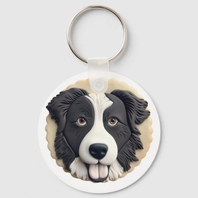 Border Collie Dog 3D Inspired  Keychain (Front)