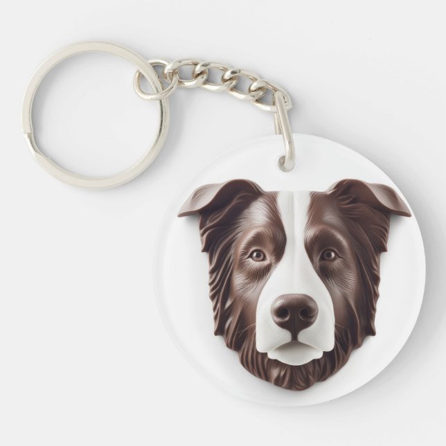 Border Collie Dog 3D Inspired Keychain (Front)