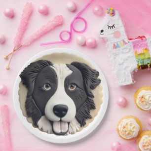 Border Collie Dog 3D Inspired Paper Plates
