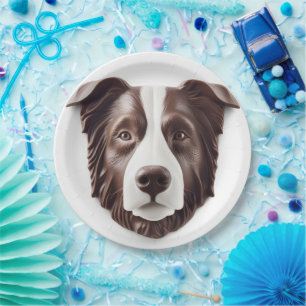Border Collie Dog 3D Inspired Paper Plates