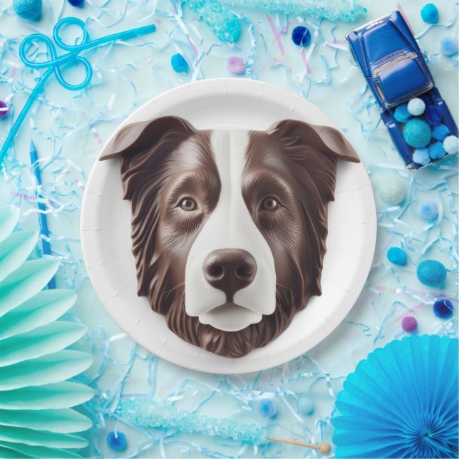 Border Collie Dog 3D Inspired Paper Plates (Party)