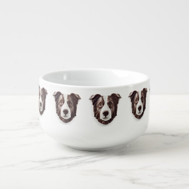 Border Collie Dog 3D Inspired Soup Mug (Front)