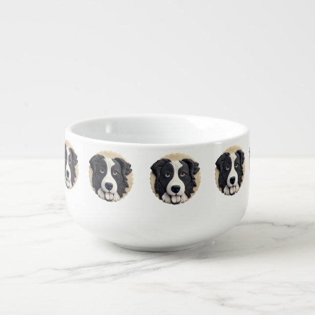 Border Collie Dog 3D Inspired  Soup Mug (Front)