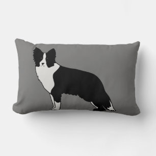 Border Collie Dog Abstract Illustration Grey Lumbar Pillow