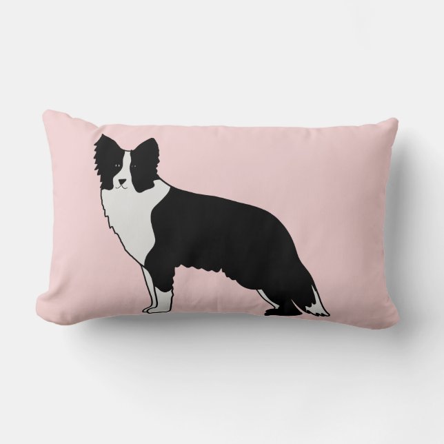 Border Collie Dog Abstract Illustration Pink  Lumbar Pillow (Front)