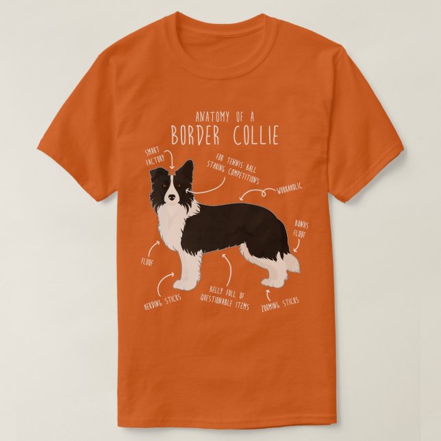 Border Collie Dog Anatomy 3 T-Shirt (Design Front)
