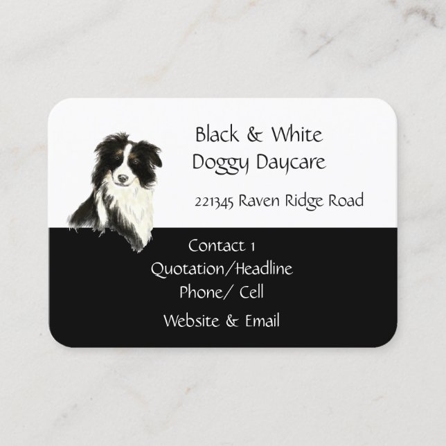 Border Collie Dog Animal Watercolor Business Card (Front)