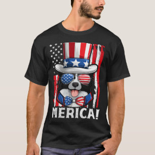 Border Collie Dog Apparel American Flag Patriotic  T-Shirt