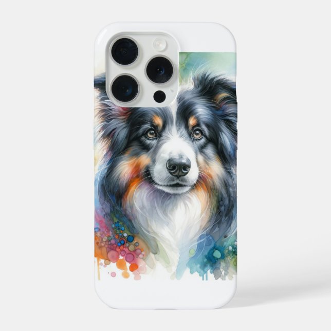 Border Collie Dog AREF1801 - Watercolor iPhone Case (Back)