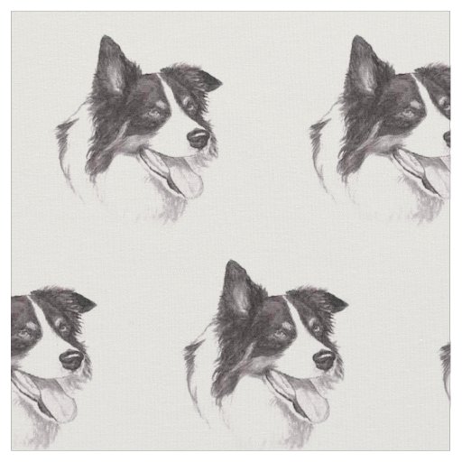 Border Collie Dog Art Fabric