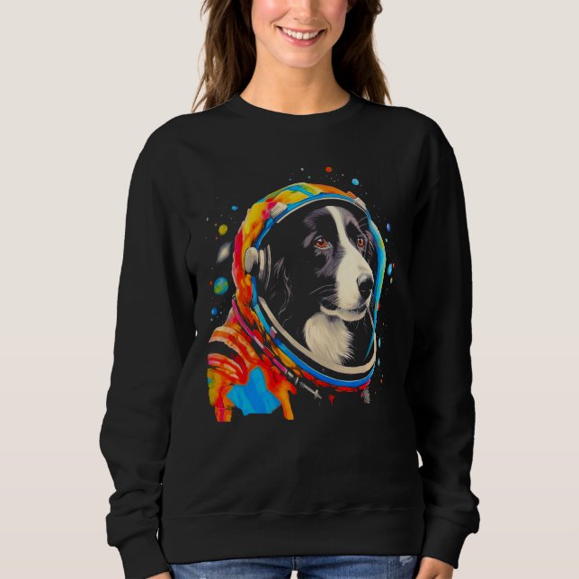 Border Collie Dog  Astronaut Sweatshirt (Front)