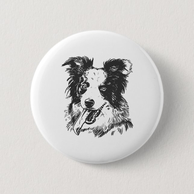 Border Collie Dog - Aussie Lover Button (Front)