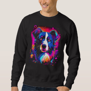 Border Collie Dog Australian Shepherd 80s Retrowav Sweatshirt