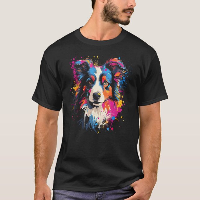Border Collie Dog Australian Shepherd Puppy Graffi T-Shirt (Front)