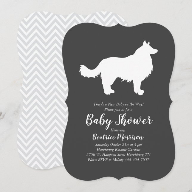 Border Collie Dog Baby Shower Invitation (Front/Back)