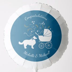 Border Collie Dog Baby Shower Puppy Blue Boy Balloon