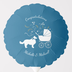 Border Collie Dog Baby Shower Puppy Blue Boy Balloon