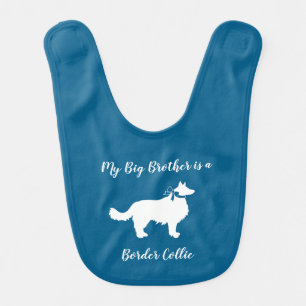 Border Collie Dog Baby Shower Puppy Blue Boy Bib