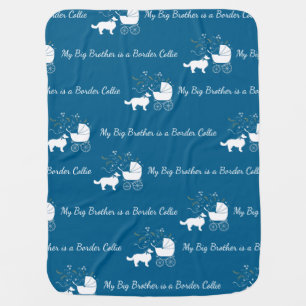 Border Collie Dog Baby Shower Puppy Blue Boy Blanket