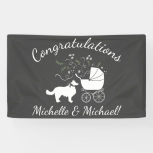 Border Collie Dog Baby Shower Puppy Grey Banner