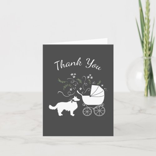 Border Collie Dog Baby Shower Puppy Grey Thank You Card