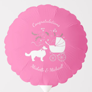 Border Collie Dog Baby Shower Puppy Pink Girl Balloon