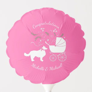 Border Collie Dog Baby Shower Puppy Pink Girl Balloon