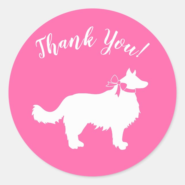 Border Collie Dog Baby Shower Puppy Pink Girl Classic Round Sticker (Front)