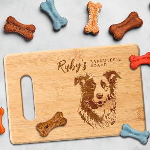 Border Collie Dog Barkuterie Treat Wood Engraved Cutting Board