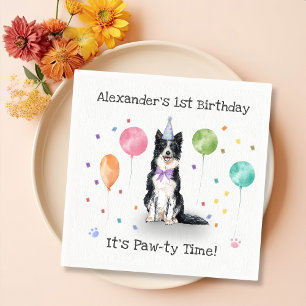 Border Collie Dog Birthday Party Napkins